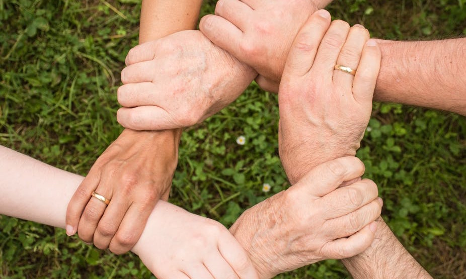 Hands linked in a symbol of care and connection